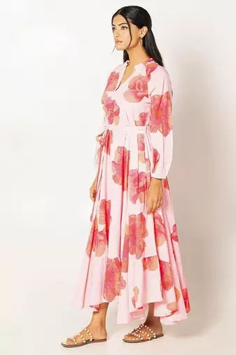 Marbella dress light pink printed pure cotton maxi dress