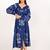Capri dress navy blue embroidered pure cotton maxi dress