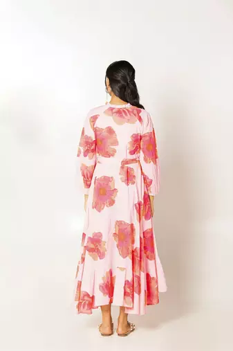 Marbella dress light pink printed pure cotton maxi dress