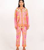 Cancun set pink printed pure cotton coord set