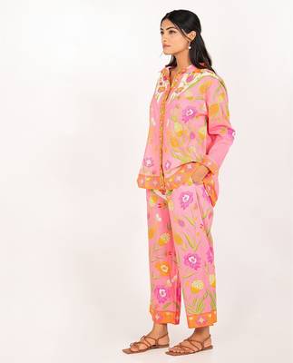 Cancun set pink printed pure cotton coord set 2