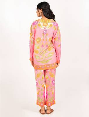Cancun set pink printed pure cotton coord set 4