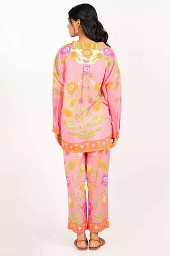 Cancun set pink printed pure cotton coord set