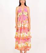 Bali dress pink printed pure cotton halter dress