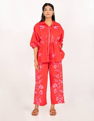 Copacabana set red printed pure cotton coord set 1