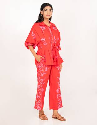 Copacabana set red printed pure cotton coord set 2