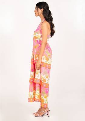 Bali dress pink printed pure cotton halter dress 3