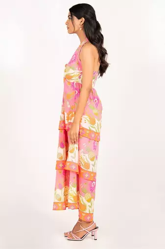 Bali dress pink printed pure cotton halter dress
