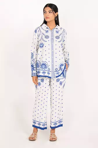 Antalya set white printed pure cotton coord set