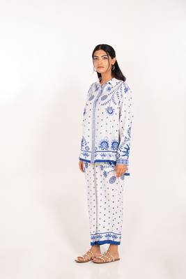 Antalya set white printed pure cotton coord set 2