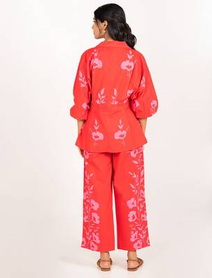 Copacabana set red printed pure cotton coord set 4