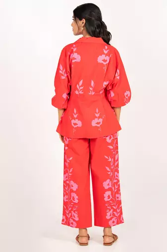 Copacabana set red printed pure cotton coord set