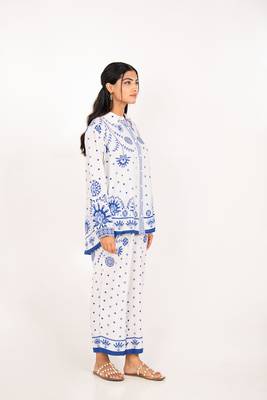 Antalya set white printed pure cotton coord set 3