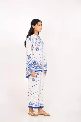 Antalya set white printed pure cotton coord set