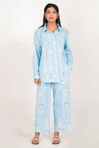 Santorini set light blue printed pure cotton coord set