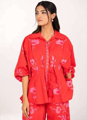 Copacabana set red printed pure cotton coord set 5