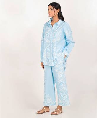Santorini set light blue printed pure cotton coord set 2