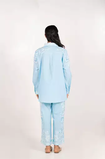 Santorini set light blue printed pure cotton coord set