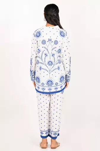 Antalya set white printed pure cotton coord set