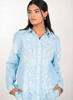 Santorini set light blue printed pure cotton coord set 5
