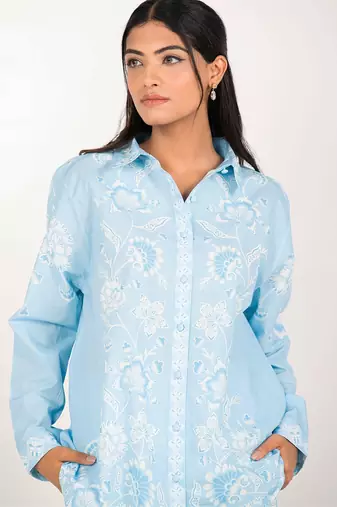 Santorini set light blue printed pure cotton coord set