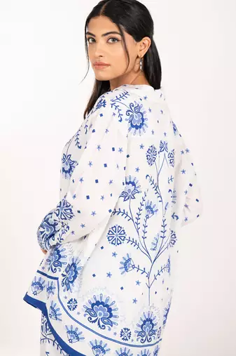 Antalya set white printed pure cotton coord set