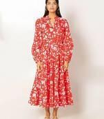 Bora bora dress red printed pure cotton maxi dress