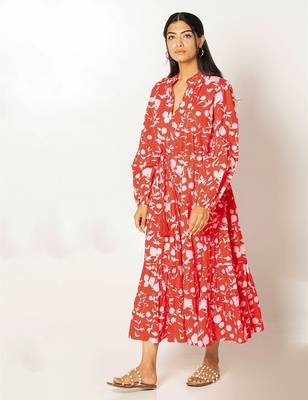 Bora bora dress red printed pure cotton maxi dress 2