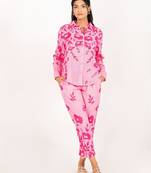 Amalfi set pink printed pure cotton schiffli coord set