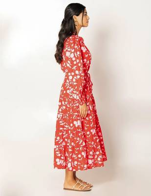 Bora bora dress red printed pure cotton maxi dress 3