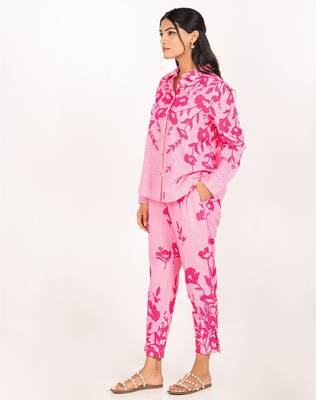 Amalfi set pink printed pure cotton schiffli coord set 2