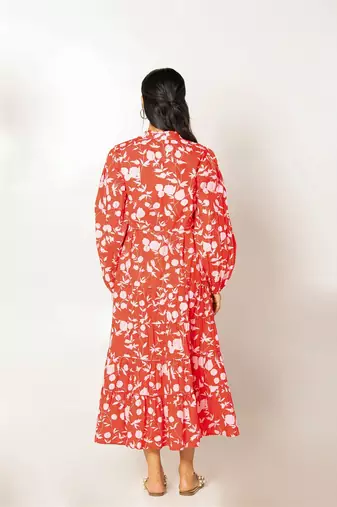 Bora bora dress red printed pure cotton maxi dress