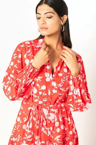Bora bora dress red printed pure cotton maxi dress