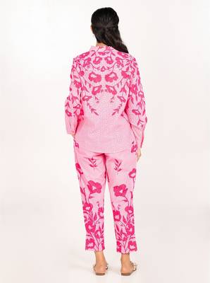 Amalfi set pink printed pure cotton schiffli coord set 4