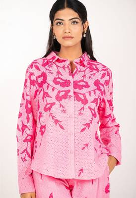 Amalfi set pink printed pure cotton schiffli coord set 5