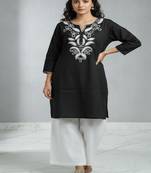 Floral embroidered round neck pure cotton co-ord set