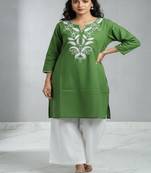 Floral embroidered round neck pure cotton co-ord set