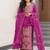 Floral embroidered round neck crepe kurta trosuer & dupatta set