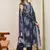 Floral printed v neck  cotton kurta trosuer & dupatta set