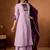 Lavender Color Multi Embroidery Thread With Hand Work Roman Silk Kurta Plazza Set