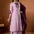Lavender Color Multi Embroidery Thread With Hand Work Roman Silk Kurta Plazza Set