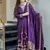 Floral embroidered v neck silk blend kurta trosuer & dupatta set