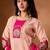 Peach Color Multi Embroidery Thread With Hand Work Roman Silk Kurta Plazza Set