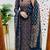 Floral embroidered round neck pure cotton kurta trosuer & dupatta set