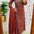 Floral embroidered round neck pure cotton kurta trosuer & dupatta set