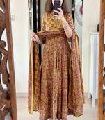 Floral embroidered round neck pure cotton kurta trosuer & dupatta set