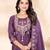 Purple Color multi-thread & sequence embroidery Hand Work Roman Silk Kurta pant Set
