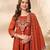 Orange Color multi-thread & sequence embroidery Hand Work Roman Silk Kurta pant Set