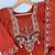 Orange Color multi-thread & sequence embroidery Hand Work Roman Silk Kurta pant Set