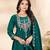Teal Color multi-thread & sequence embroidery Hand Work Roman Silk Kurta pant Set